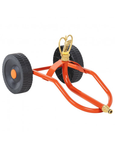 Slitta per Irrigatore Ruote e Testina Girevole Acciaio Rosso