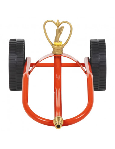 Slitta per Irrigatore Ruote e Testina Girevole Acciaio Rosso