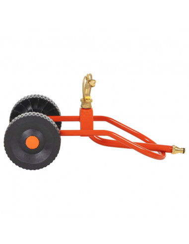 Slitta per Irrigatore Ruote e Testina Girevole Acciaio Rosso