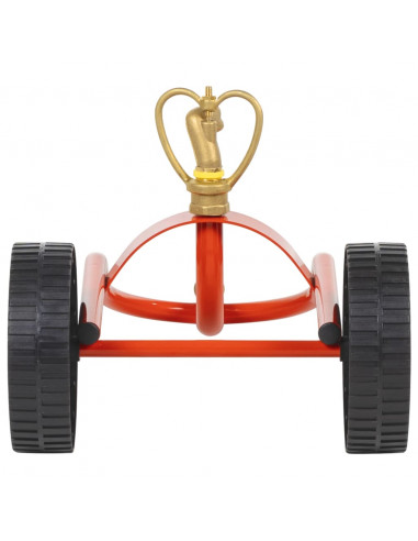Slitta per Irrigatore Ruote e Testina Girevole Acciaio Rosso