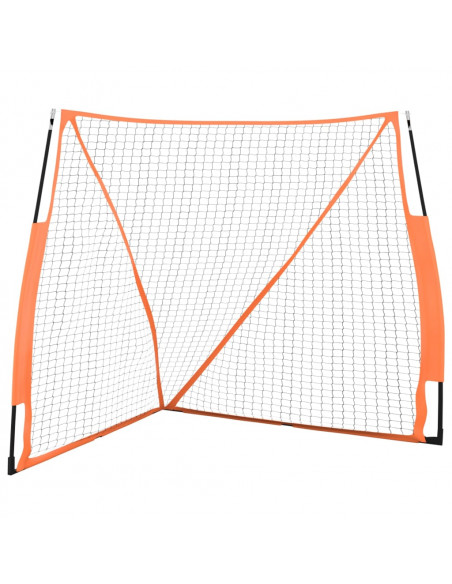 Rete Baseball Arancione e Nera 183x182x183cm Acciaio Poliestere