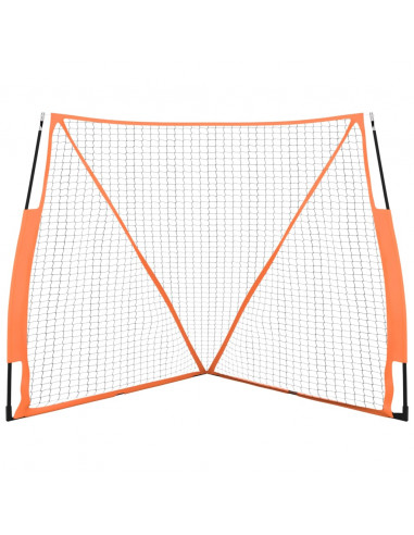Rete Baseball Arancione e Nera 183x182x183cm Acciaio Poliestere