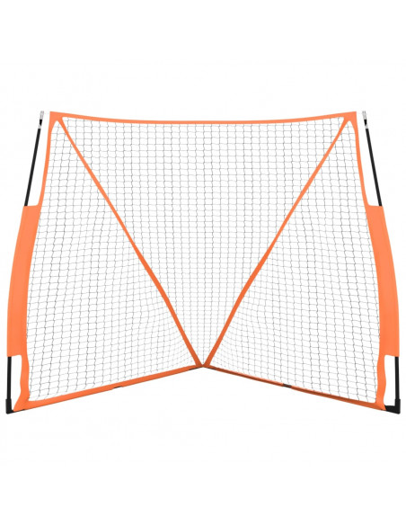 Rete Baseball Arancione e Nera 183x182x183cm Acciaio Poliestere