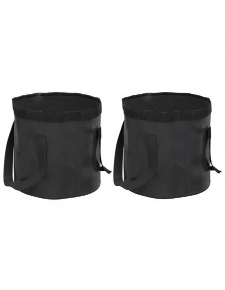 Secchi Pieghevoli 2 pz Neri 20 L in PVC