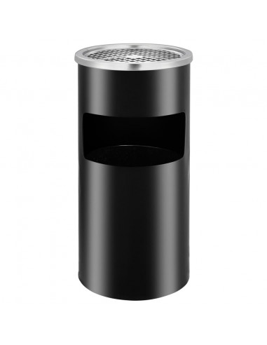 Pattumiera con Posacenere da Parete in Acciaio 26 L Nera