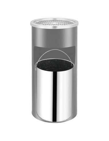 Pattumiera con Posacenere da Parete in Acciaio 26 L Nera