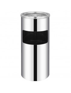 Pattumiera con Posacenere da Parete Acciaio Inox 26 L 2