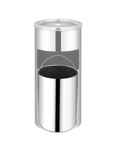 Pattumiera con Posacenere da Parete Acciaio Inox 26 L