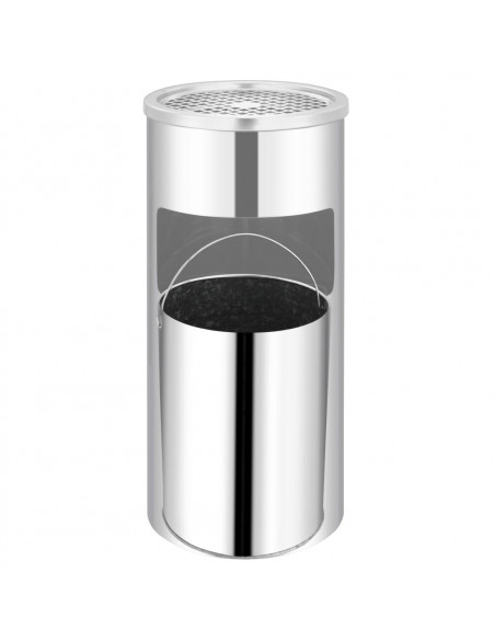 Pattumiera con Posacenere da Parete Acciaio Inox 26 L