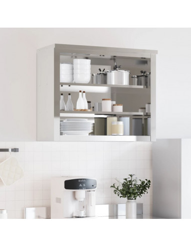 Mobile Cucina da Parete con Ripiani in Acciaio Inossidabile