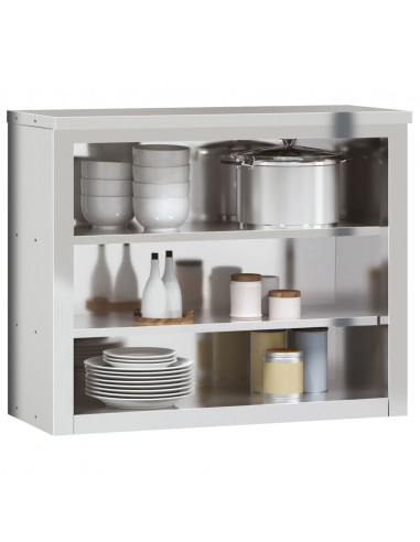 Mobile Cucina da Parete con Ripiani in Acciaio Inossidabile