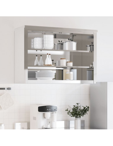 Mobile Cucina da Parete con Ripiani in Acciaio Inossidabile