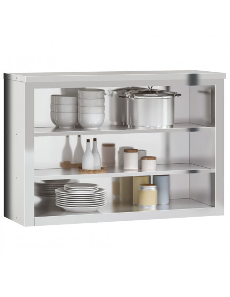Mobile Cucina da Parete con Ripiani in Acciaio Inossidabile