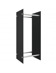 Porta Legna Nero 40x35x100 cm in Vetro Temperato 2
