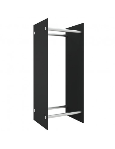 Porta Legna Nero 40x35x100 cm in Vetro Temperato