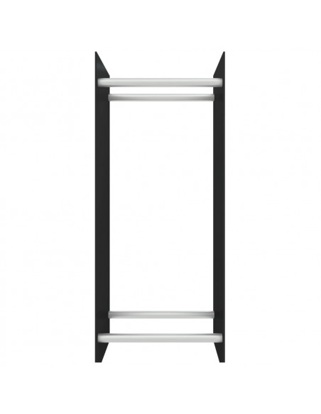 Porta Legna Nero 40x35x100 cm in Vetro Temperato
