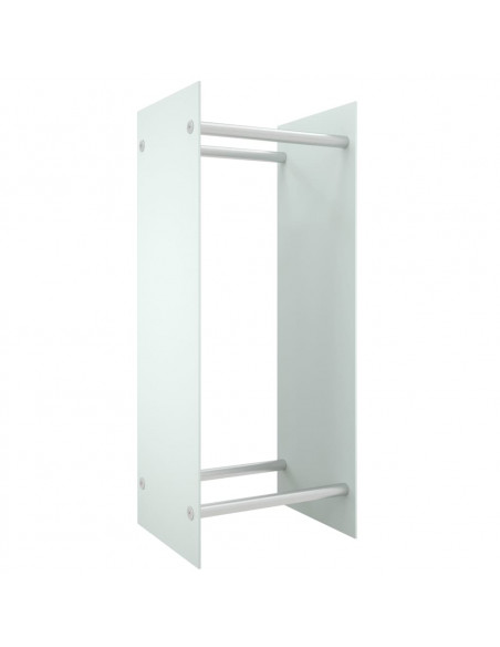 Porta Legna Bianco 40x35x100 cm in Vetro Temperato