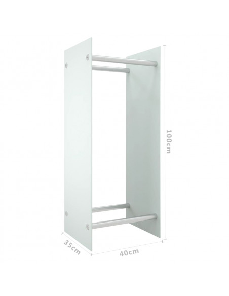 Porta Legna Bianco 40x35x100 cm in Vetro Temperato