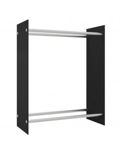 Porta Legna Nero 80x35x100 cm in Vetro Temperato 2