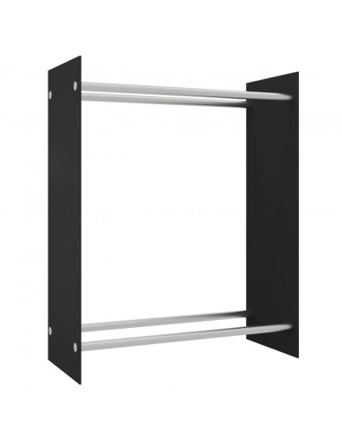 Porta Legna Nero 80x35x100 cm in Vetro Temperato