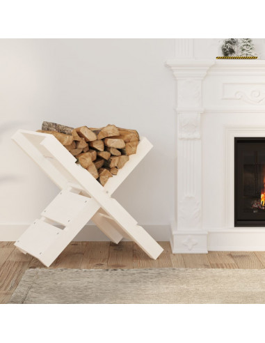 Portaceppi Bianco 47x39,5x48 cm in Legno Massello di Pino
