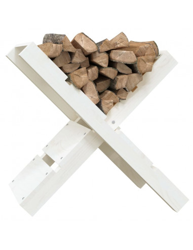 Portaceppi Bianco 47x39,5x48 cm in Legno Massello di Pino