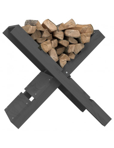 Portaceppi Grigio 47x39,5x48 cm in Legno Massello di Pino