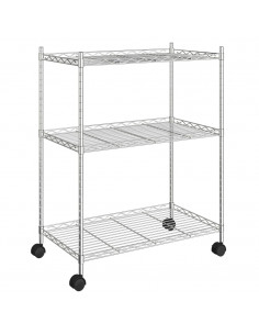 Scaffale a 3 Livelli con Ruote 60x35x81 cm Cromato 150 kg 2