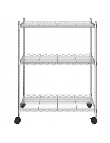 Scaffale a 3 Livelli con Ruote 60x35x81 cm Cromato 150 kg