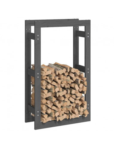 Portalegna Grigio 60x25x100 cm in Legno Massello di Pino