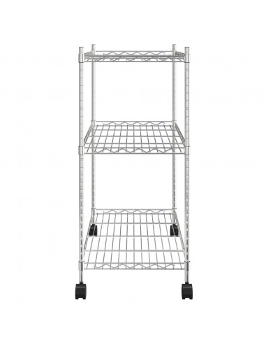 Scaffale a 3 Livelli con Ruote 60x35x81 cm Cromato 150 kg