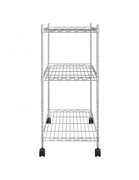 Scaffale a 3 Livelli con Ruote 60x35x81 cm Cromato 150 kg