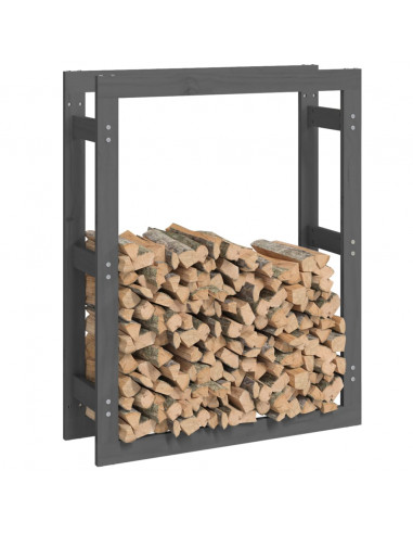 Portalegna Grigio 80x25x100 cm in Legno Massello di Pino