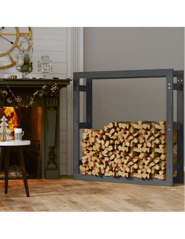 Portalegna Grigio 100x25x100 cm in Legno Massello di Pino