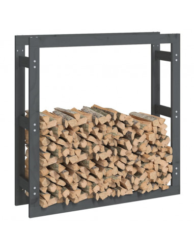 Portalegna Grigio 100x25x100 cm in Legno Massello di Pino