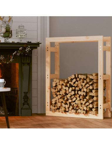 Portalegna 80x25x100 cm in Legno Massello di Pino