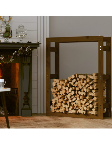 Portalegna Miele 80x25x100 cm in Legno Massello di Pino