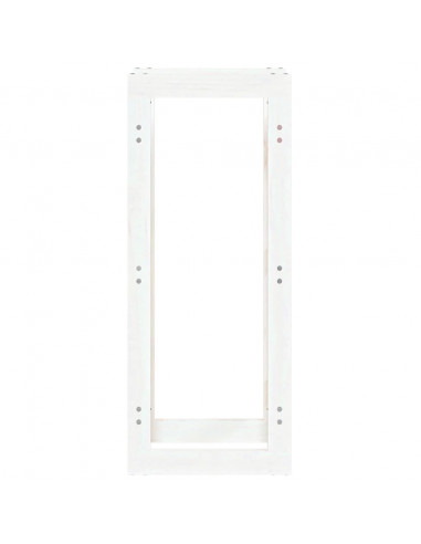 Portalegna Bianco 41x25x100 cm in Legno Massello di Pino