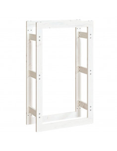 Portalegna Bianco 60x25x100 cm in Legno Massello di Pino 2