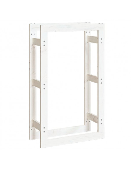 Portalegna Bianco 60x25x100 cm in Legno Massello di Pino