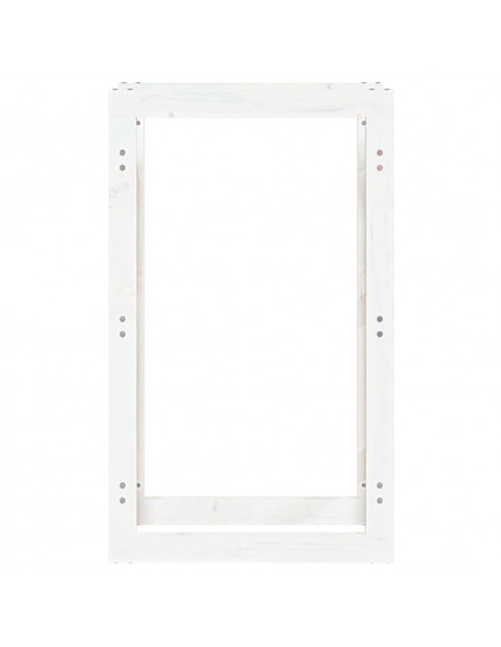 Portalegna Bianco 60x25x100 cm in Legno Massello di Pino