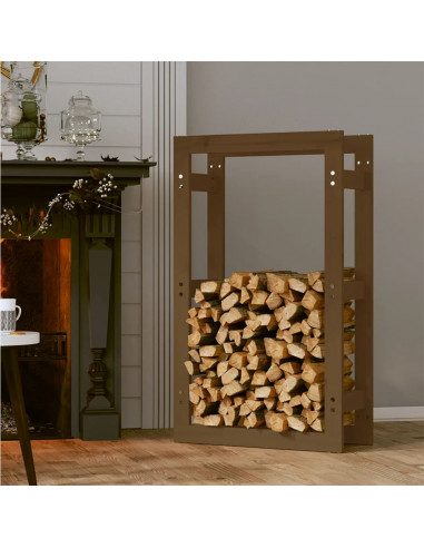 Portalegna Miele 60x25x100 cm in Legno Massello di Pino