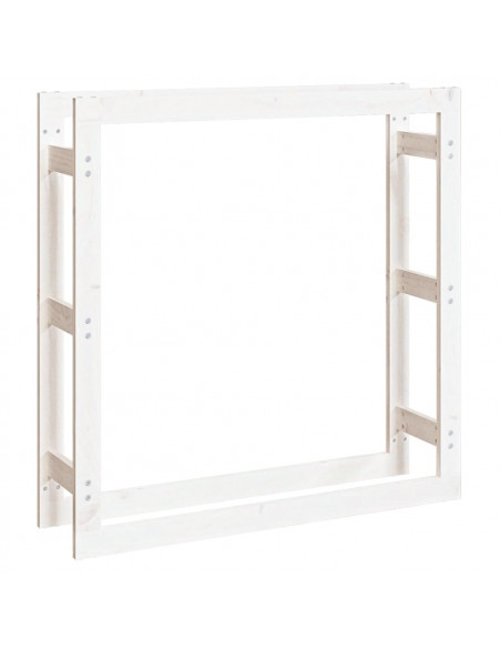 Portalegna Bianco 100x25x100 cm in Legno Massello di Pino