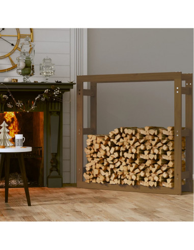 Portalegna Miele 100x25x100 cm in Legno Massello di Pino