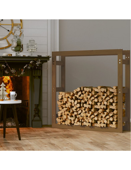 Portalegna Miele 100x25x100 cm in Legno Massello di Pino