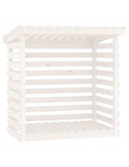 Portalegna Bianco 108x73x108 cm in Legno Massello di Pino