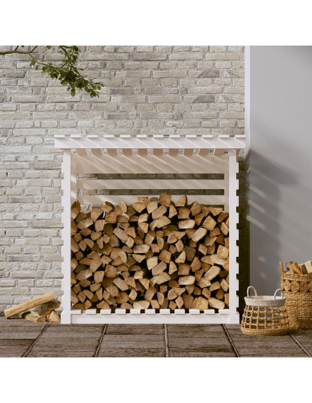 Portalegna Bianco 108x73x108 cm in Legno Massello di Pino