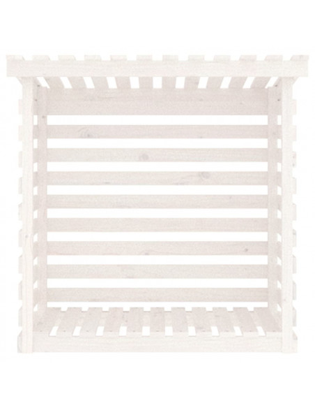 Portalegna Bianco 108x73x108 cm in Legno Massello di Pino