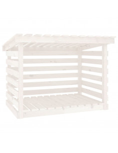 Portalegna Bianco 108x73x79 cm in Legno Massello di Pino 2