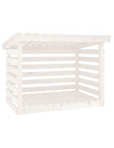 Portalegna Bianco 108x73x79 cm in Legno Massello di Pino